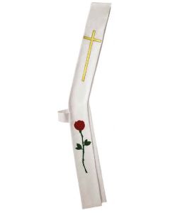 LIFE ROSE - WHITE WITH RED Deacon Stole