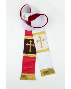 Raw Silk look Reversible Clergy Stole Red/White