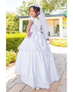 First Communion Dress Satin With Double Satin Skirt Ankle Length