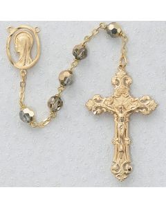 Crystal Arum Rosary Beads with Gold Plated Pewter Crucifix & Center