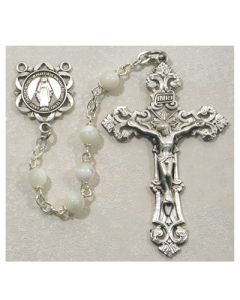 Genuine Mother of Pearl Rosary Beads 5mm Pewter or Sterling Silver