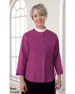 Women's Three Quarter Sleeve Neckband Collar Clergy Blouse