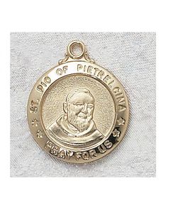 Padre Pio Sterling Gold Overlay Medal