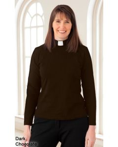Women's Long Sleeve Tab Collar Knit Clergy Shirt