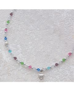 MULTI COLOR TIN CUT CRYSTAL Communion NECKLACE WITH STERLING CHALICE,