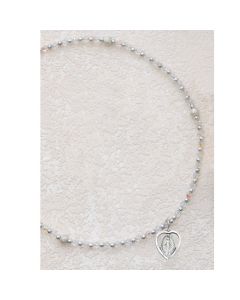 TIN CUT CRYSTAL Communion NECKLACE WITH RHODIUM MIRACULOUS