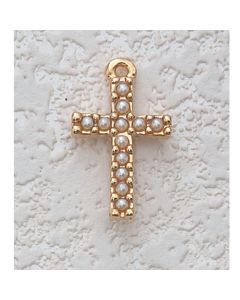 First Communion GOLD PEARL CROSS w/CHAIN