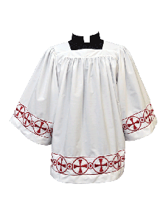 Cotton Blend Clergy Surplice with Cross Banding