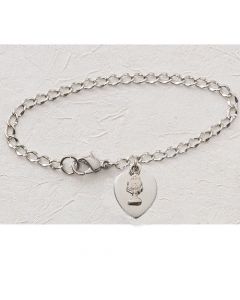 Communion RHODIUM BRACELET WITH CHALICE AND ENGRAVABLE HEART