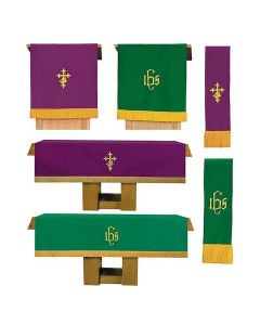 3 Piece Reversible Church Parament Set - Purple & Green
