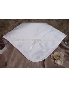 Silk Dupioni Christening Blanket with Venise Trim and Bow