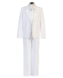 Boys White Brocade First Communion Suit