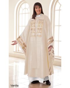 Women's Abby  Ivory Silk Chasuble and Clergy Stole Set