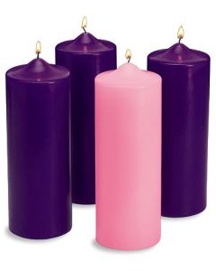 Advent Candle Pillar set of four -Purple and Pink 12"