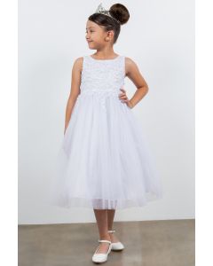 First Communion Dress Decorated with Pearl Sequin