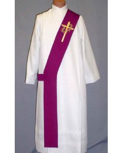 GOLD CROSS W/BROWN CROWN OF THORNS AT CHEST Deacon Stole