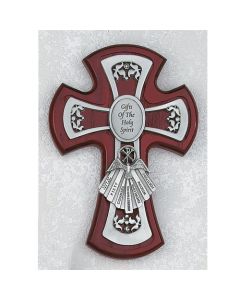 GIFTS OF THE SPIRIT Confirmation Cross - Pewter/Cherry