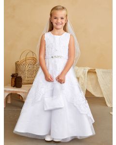 A Line First Communion Dress With Lace Overlay Sequins