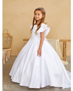 Satin First Communion Gown with Lace Bodice