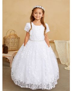 Lace First Communion Dress with Short Sleeves