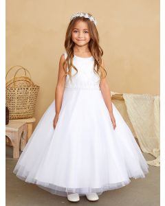 First Communion Dress With Lace Mesh Bodice