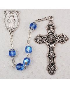 LIGHT BLUE ROSARY BEADS, CAPPED