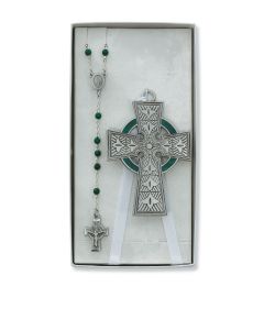 Celtic Crib Cross and Rosary Set