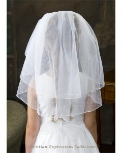 First Communion Veil Two Tier with Scattered Pearls