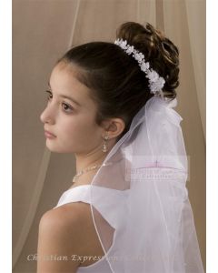 First Communion Wreath Veil with Dainty Flowers