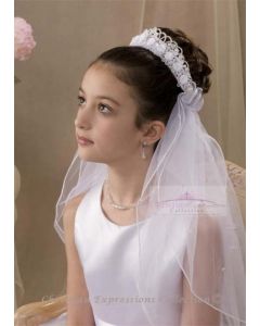 First Communion Crown Veil with Intricate Details