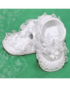 Girl's Christening Shoe w/White Shamrock
