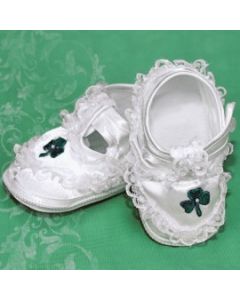 Girl's Christening Shoe w/Green Shamrock