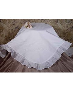 Cotton Embroidered Blanket with Ruffles