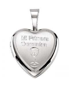 Primera Communion Heart Locket Sterling Silver