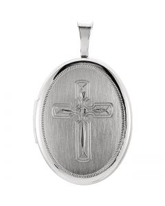 Oval Cross Christian Locket Sterling Silver  