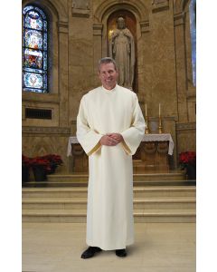 Front Wrap Clergy Alb Linen Look Ivory