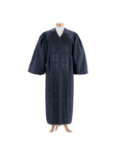 Black Clergy Robe with Black Brocade Panels