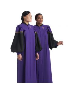 Murphy Robes Purple and Black Choir Robe with Crosses