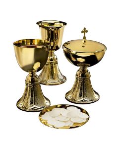 Set of Last Supper chalice, common cup and ciborium