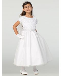Chiffon First Communion Dress with Short Sleeves