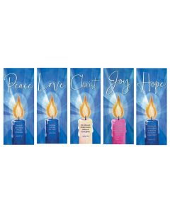 Blue Advent Candle Church Banner Set - Set of 5