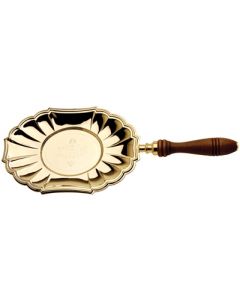 Communion Host Paten with Wood Handle with IHS