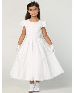 Cotton First Communion Dress with Smocked Bodice