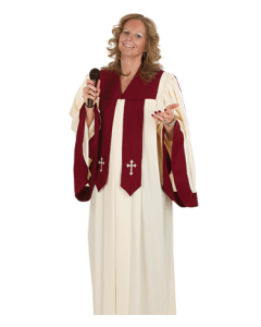 Cream and Maroon Choir Gown with Crosses