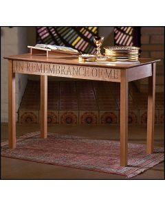 Communion Table This Do In Remembrance of Me Pecan