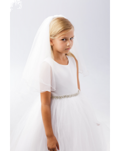 First Communion Double Layer Veil with Wire Merrow Edge