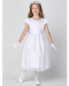 First Communion Dress embroidered tulle skirt with sequins