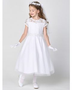  First Communion Dress with Embroidered tulle with sequins