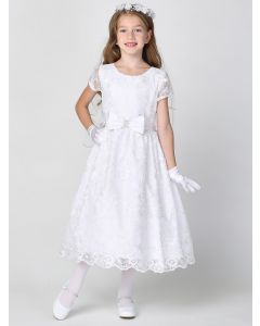 First Communion Dress with Corded Embroidery