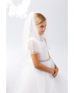 First Communion Veil with Rhinestone in Clear Casing